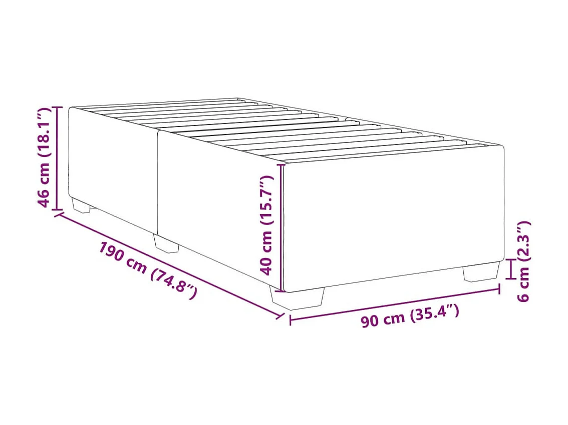 Estrutura de cama sem colchão 90x190 cm tecido cinzento-claro