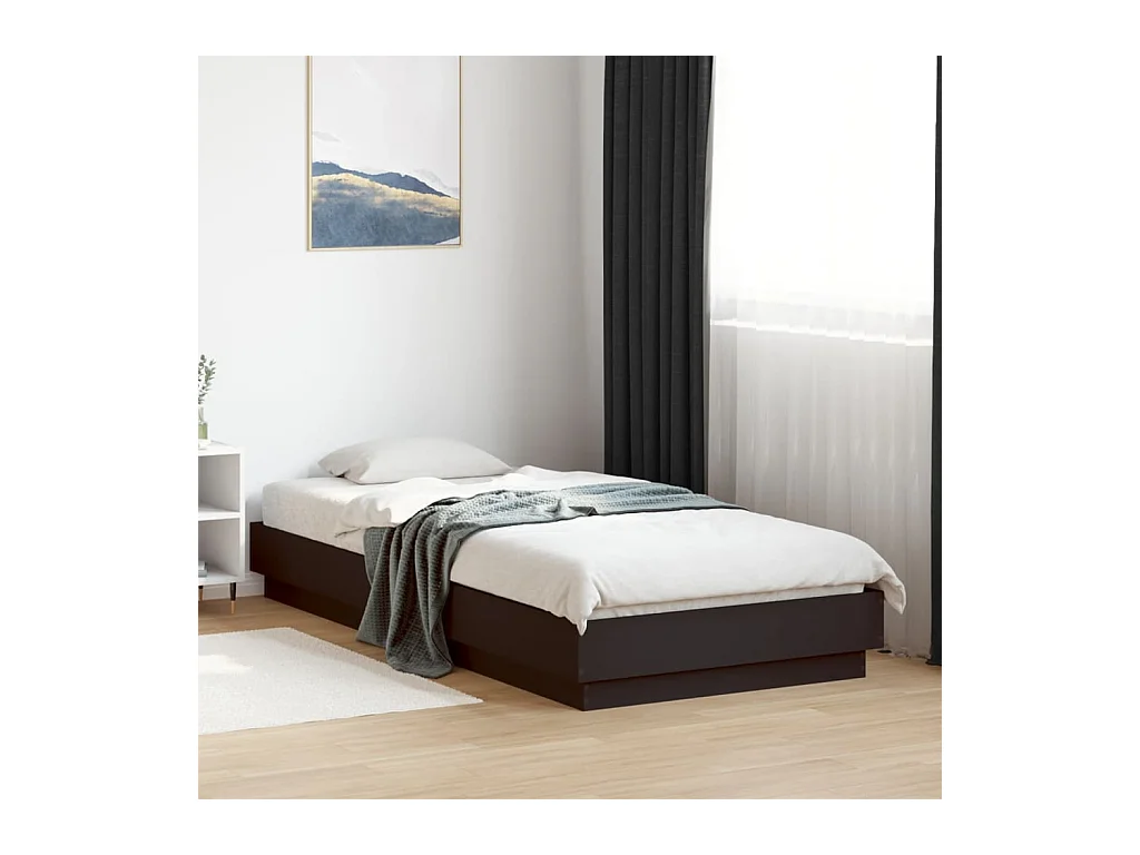 Bedframe bewerkt hout zwart 90x200 cm