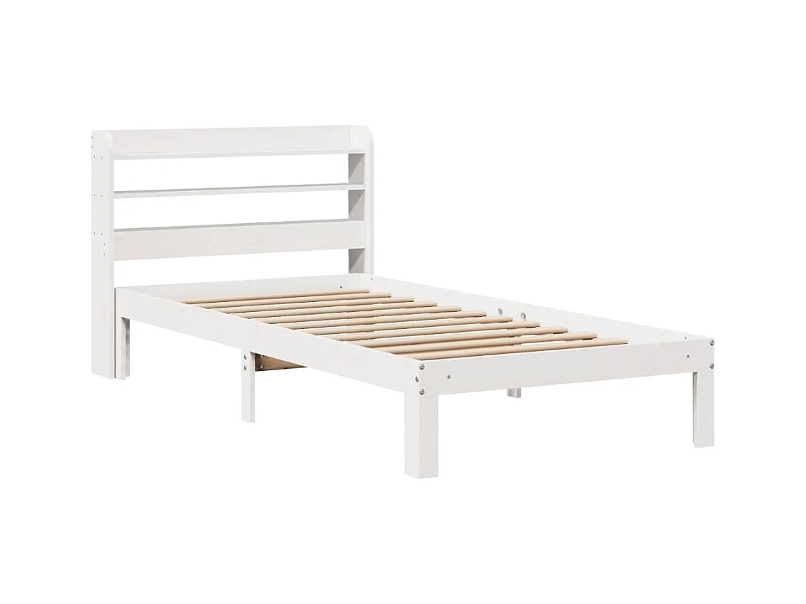 Giroletto con Testiera Bianco 75x190 cm Legno Massello di Pino