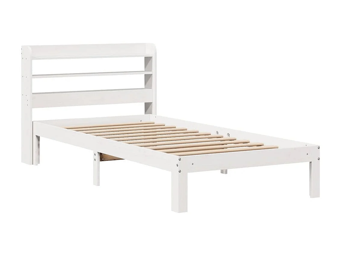 Giroletto con Testiera Bianco 75x190 cm Legno Massello di Pino