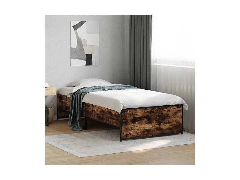 Cadre de lit sans matelas chêne fumé 90x200 cm