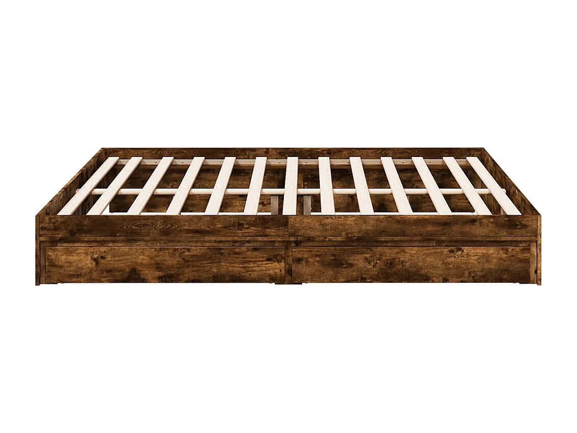 Cadre de lit avec tiroirs sans matelas chêne fumé 200x200 cm