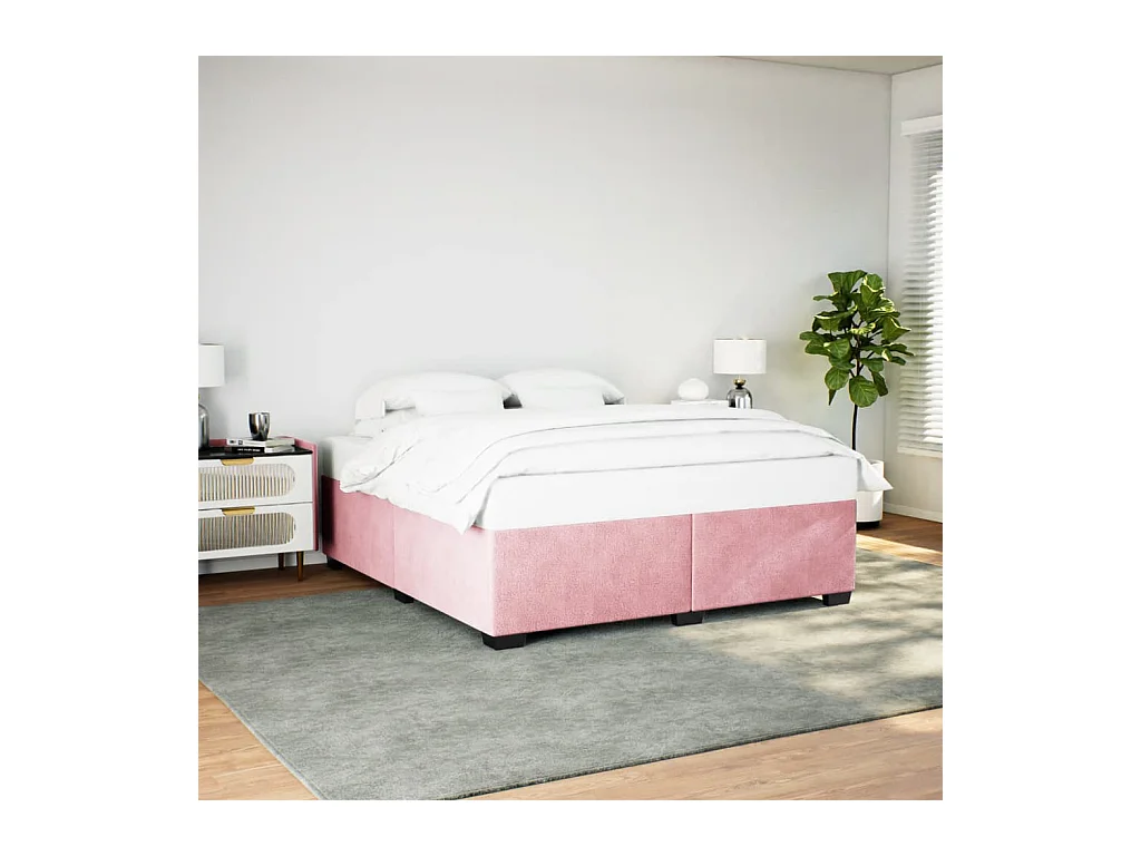 Cadre de lit sans matelas rose 180x200 cm velours