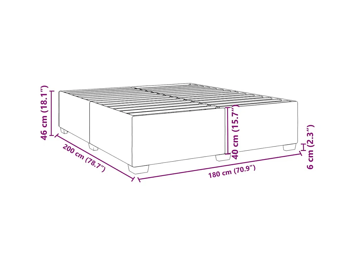 Cadre de lit sans matelas rose 180x200 cm velours