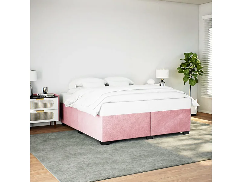 Estructura de cama sin colchón terciopelo rosa 180x200 cm