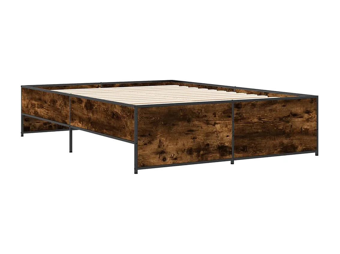 Cadre de lit sans matelas chêne fumé 135x190 cm