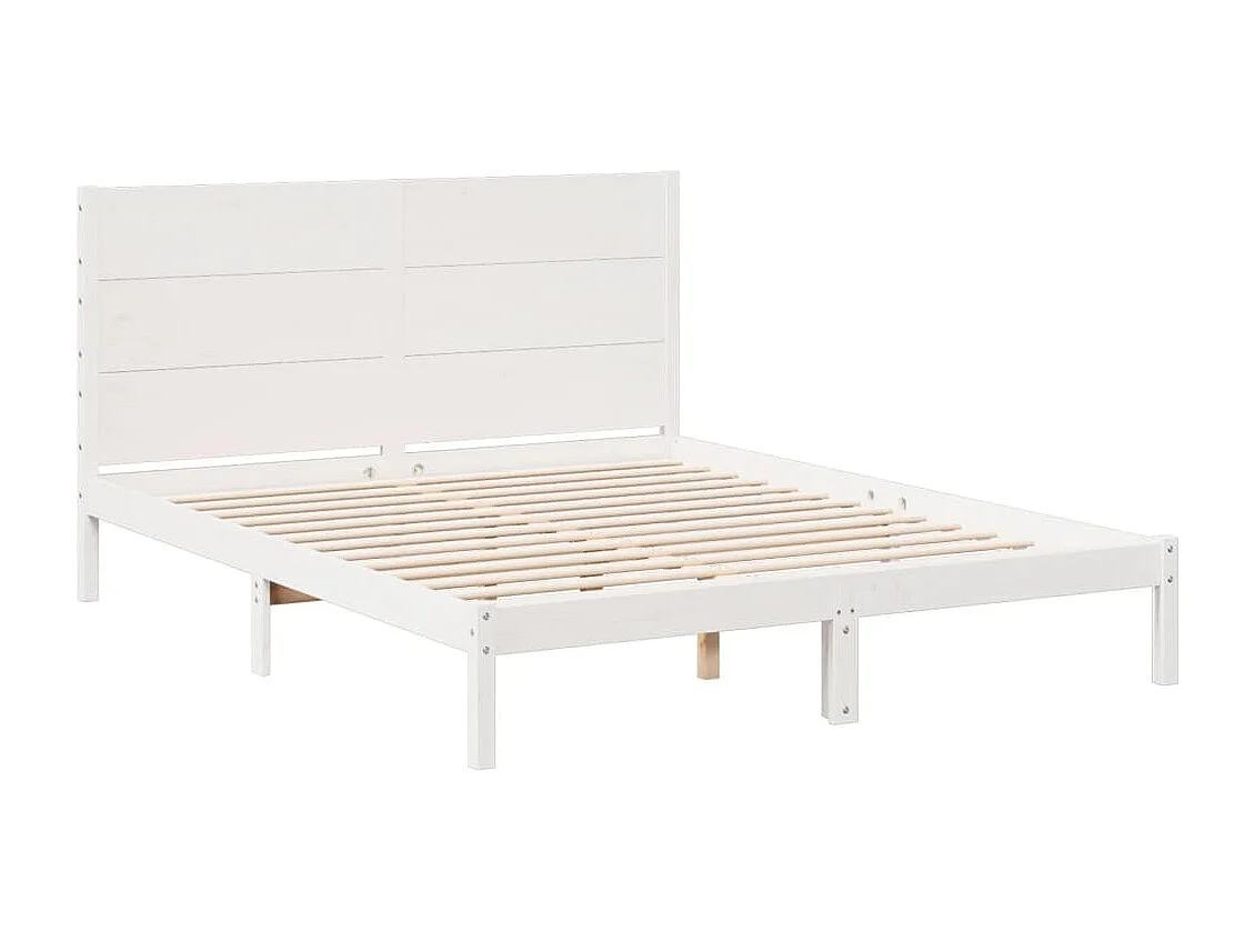 Cama extralarga sin colchón madera maciza blanca 140x210 cm