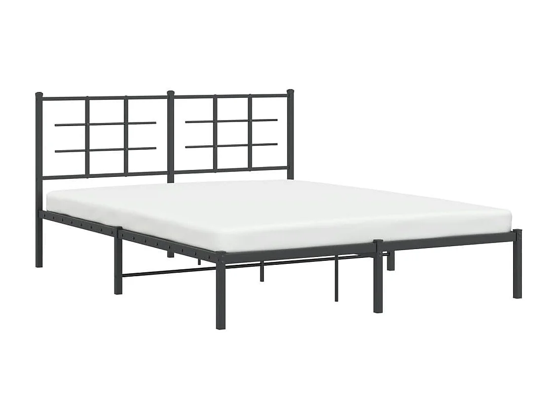 Cadre de lit métal sans matelas avec tête de lit noir 150x200cm