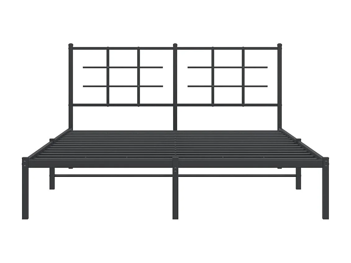 Cadre de lit métal sans matelas avec tête de lit noir 150x200cm