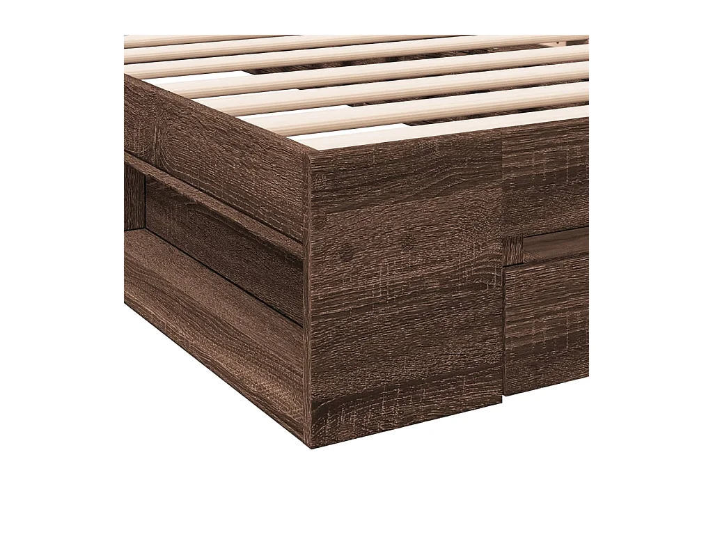 Cadre de lit avec tiroir sans matelas chêne marron 90x190 cm
