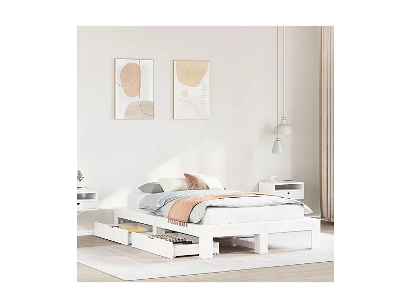 Cadre de lit sans matelas blanc 120x190 cm bois de pin massif