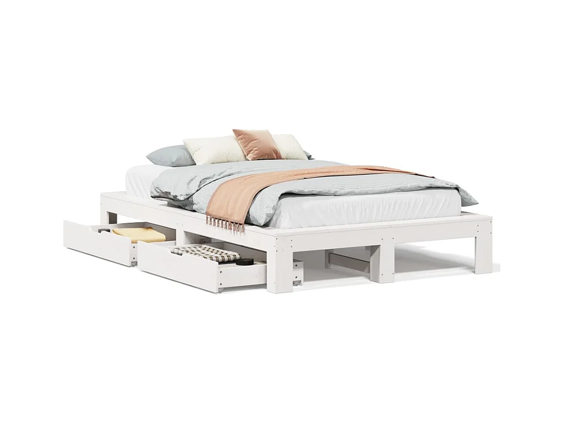 Cadre de lit sans matelas blanc 120x190 cm bois de pin massif