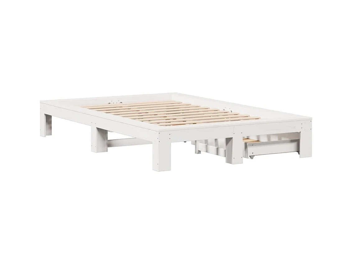 Cadre de lit sans matelas blanc 120x190 cm bois de pin massif