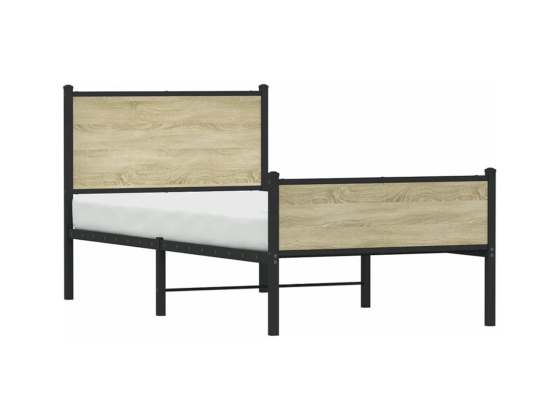 Estructura de cama sin colchón metal roble Sonoma 75x190 cm