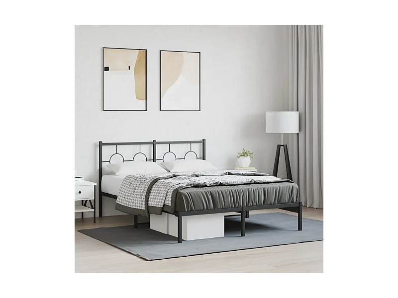 Giroletto con Testiera in Metallo Nero 140x190 cm