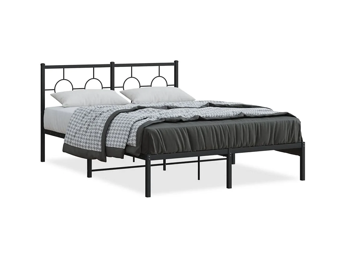 Bedframe met hoofdbord metaal zwart 140x190 cm