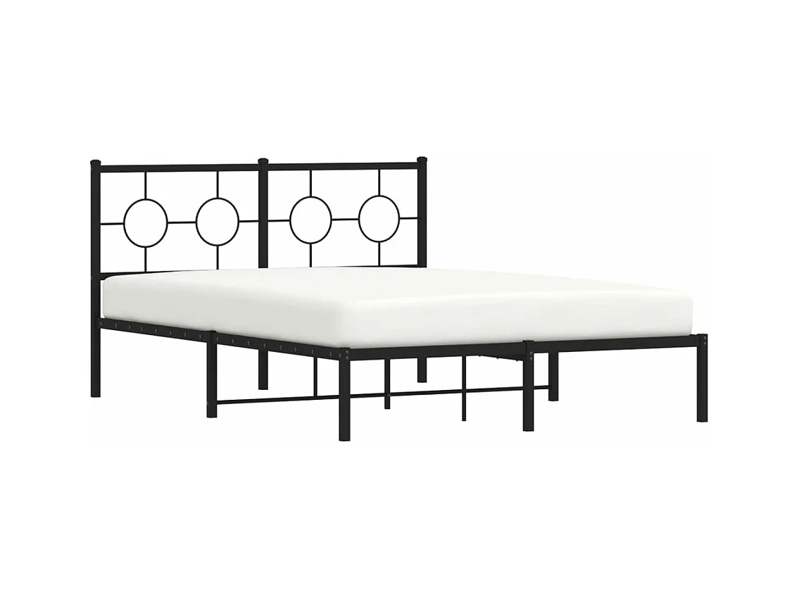 Bedframe met hoofdbord metaal zwart 140x190 cm