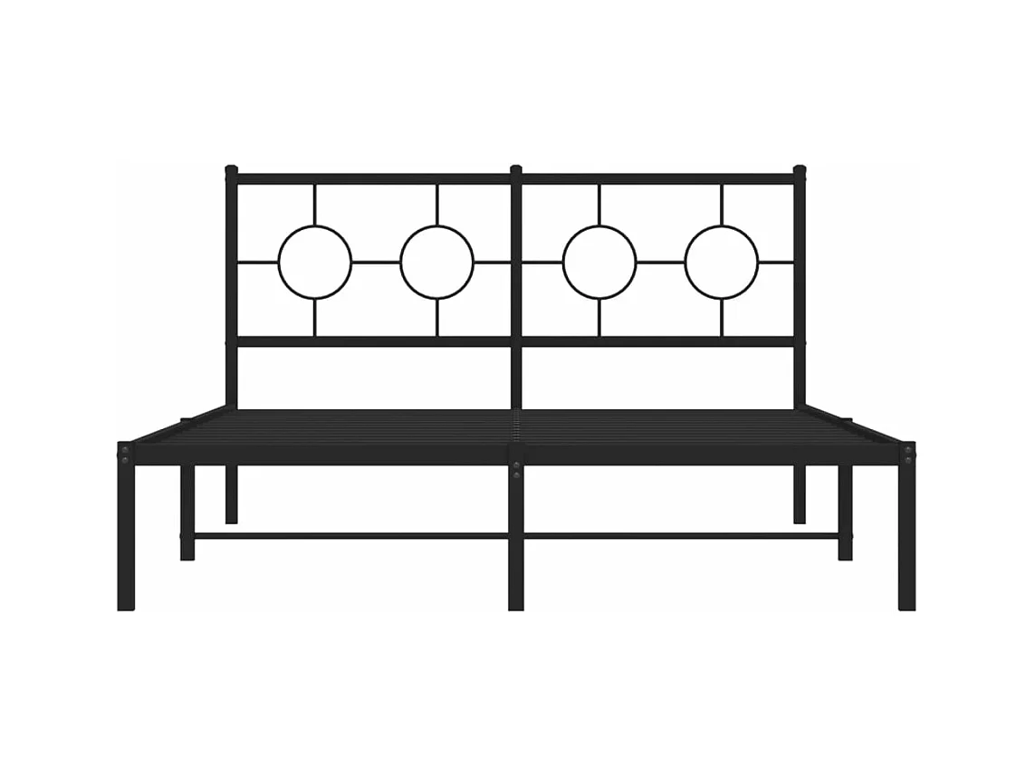 Cadre de lit métal sans matelas avec tête de lit noir 140x190cm