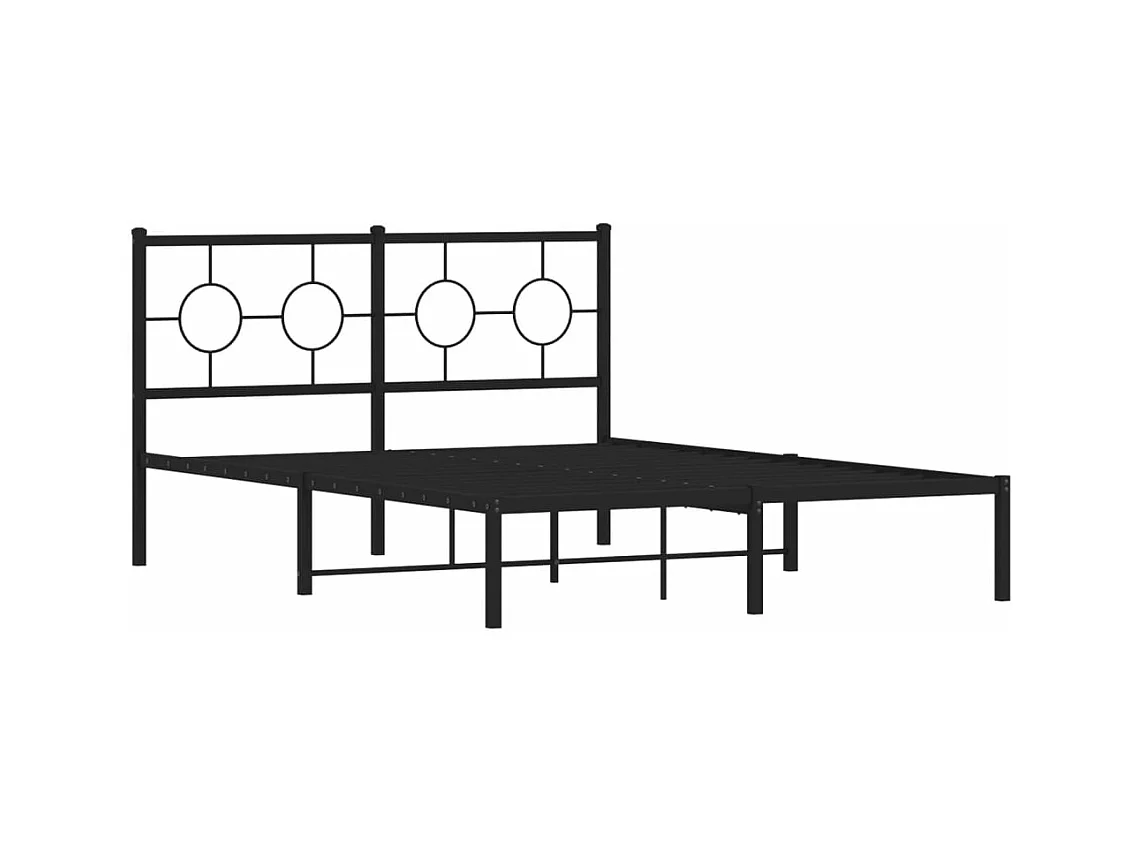 Cadre de lit métal sans matelas avec tête de lit noir 140x190cm