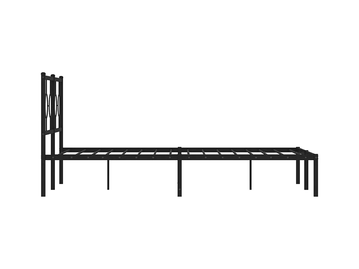 Cadre de lit métal sans matelas avec tête de lit noir 140x190cm
