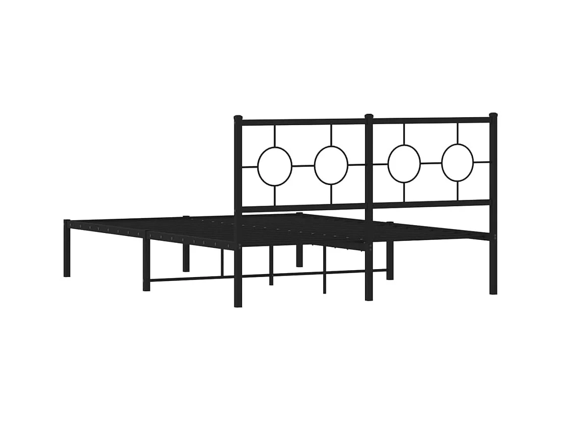 Cadre de lit métal sans matelas avec tête de lit noir 140x190cm
