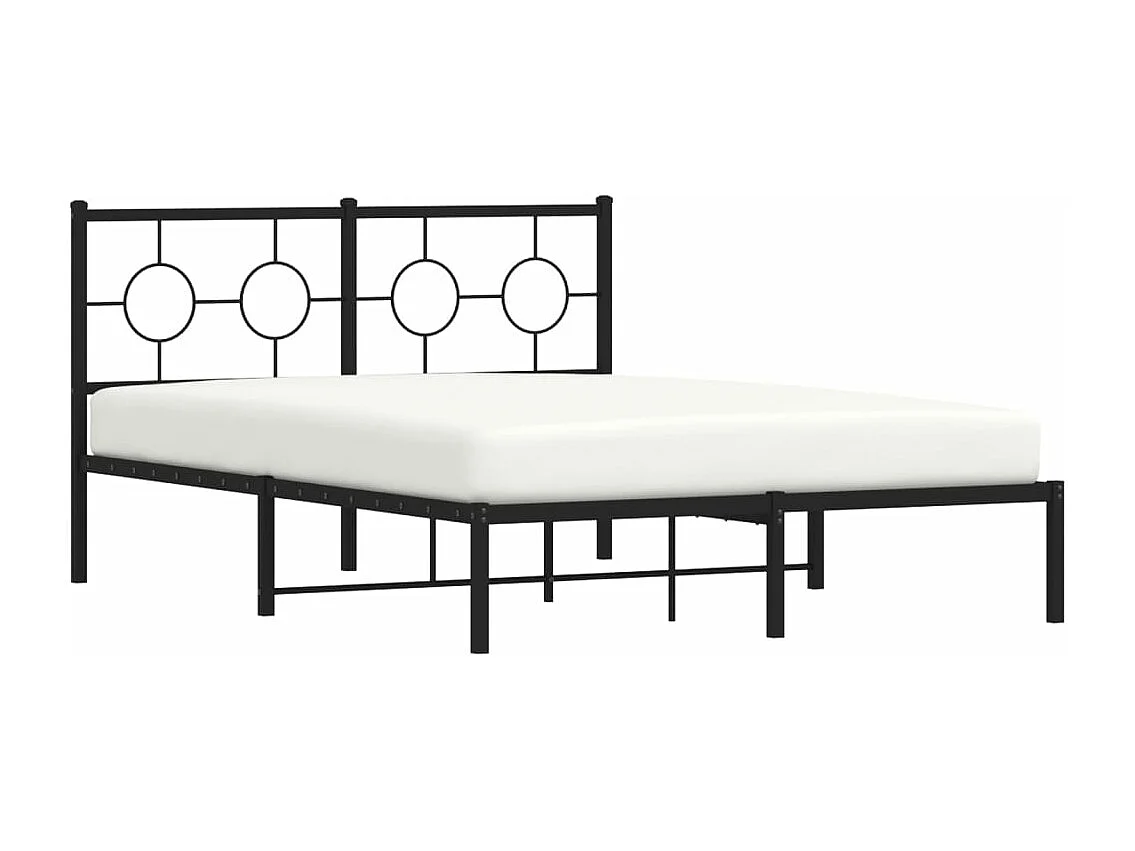 Bedframe met hoofdbord metaal zwart 140x190 cm