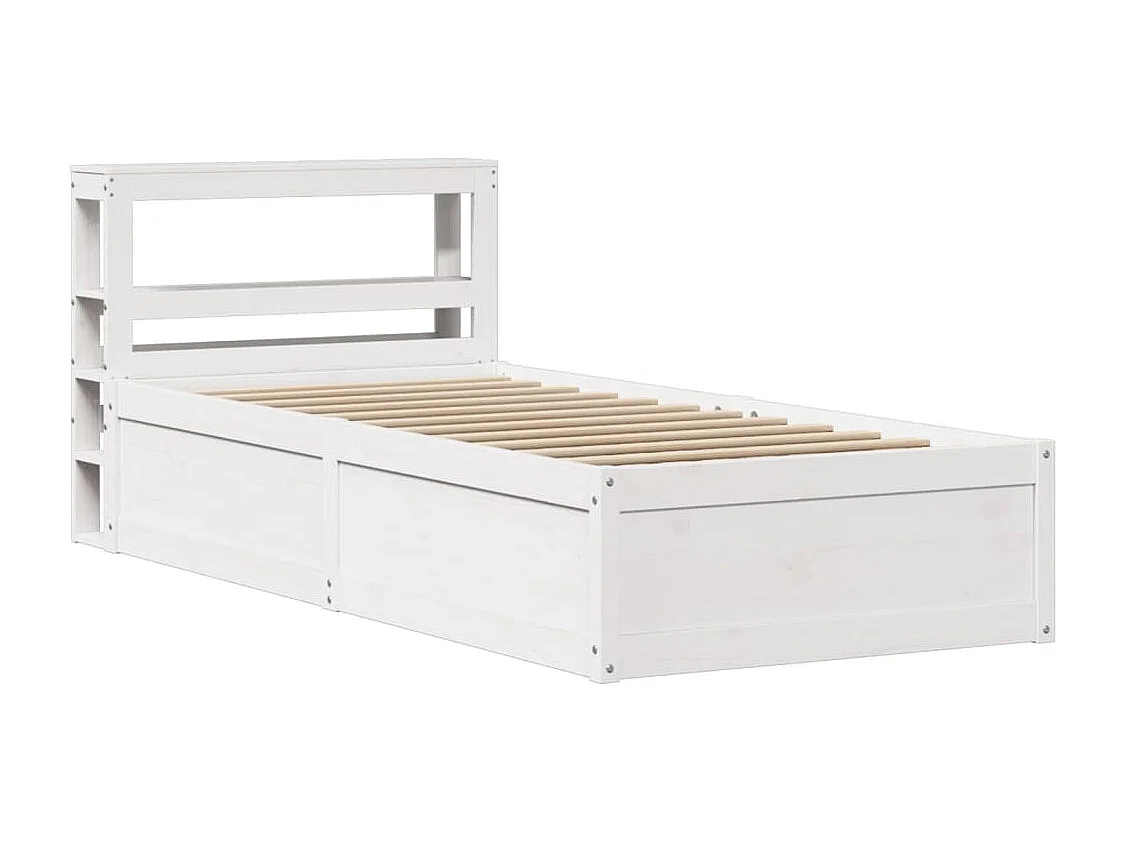 Estructura de cama con cabecero madera pino blanco 75x190 cm
