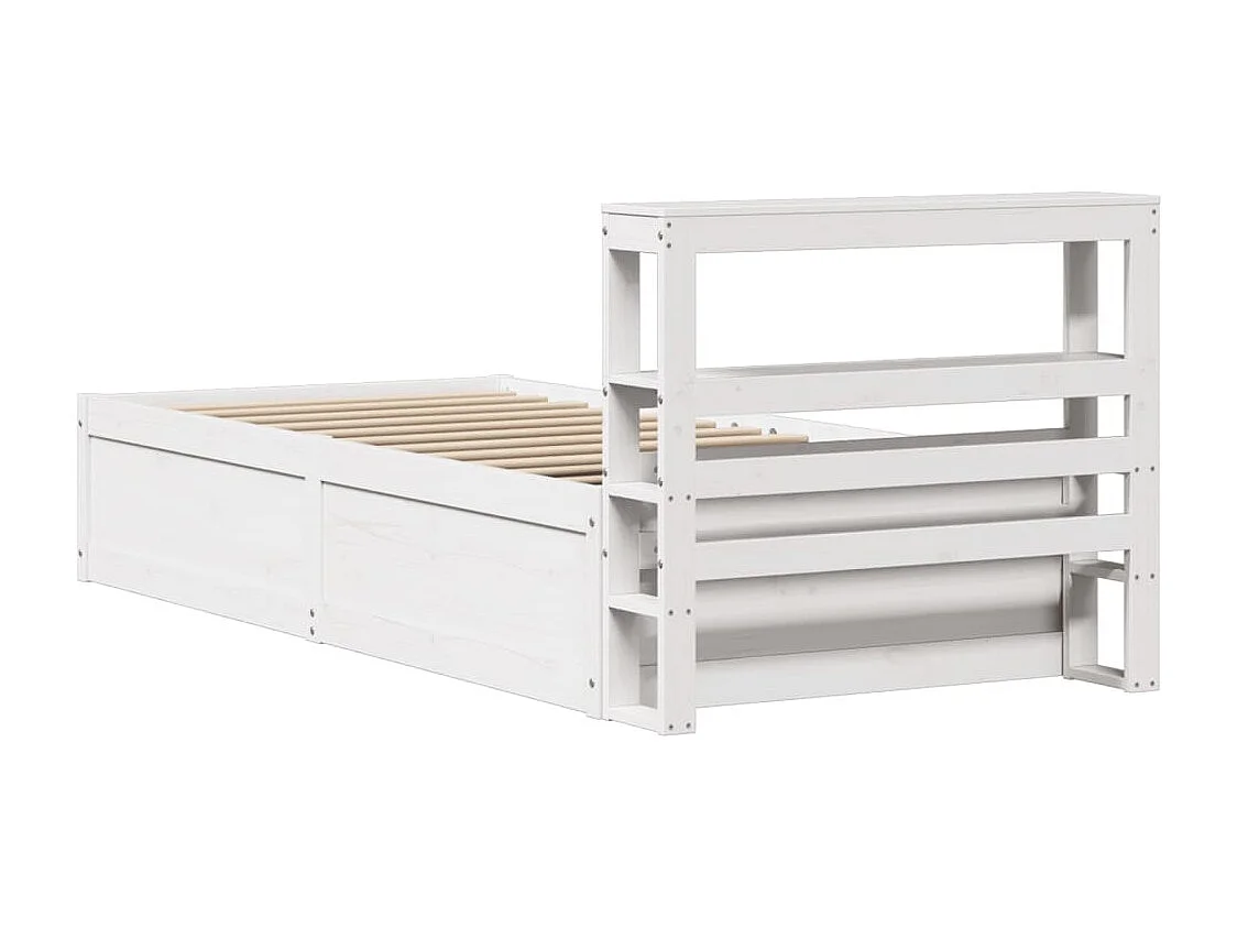 Estructura de cama con cabecero madera pino blanco 75x190 cm