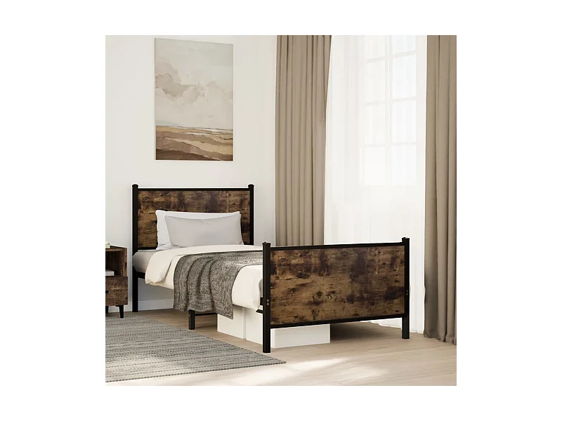 Bedframe zonder matras metaal gerookt eikenkleurig 90x190 cm