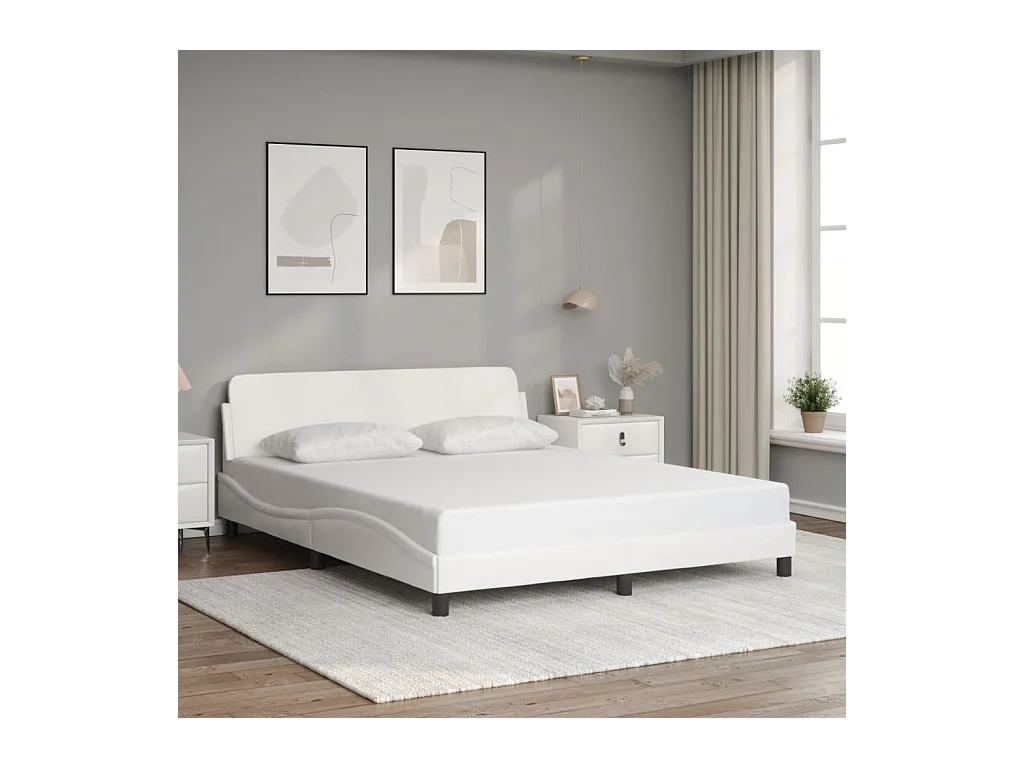 Giroletto con Testiera Bianco 160x200 cm in Similpelle