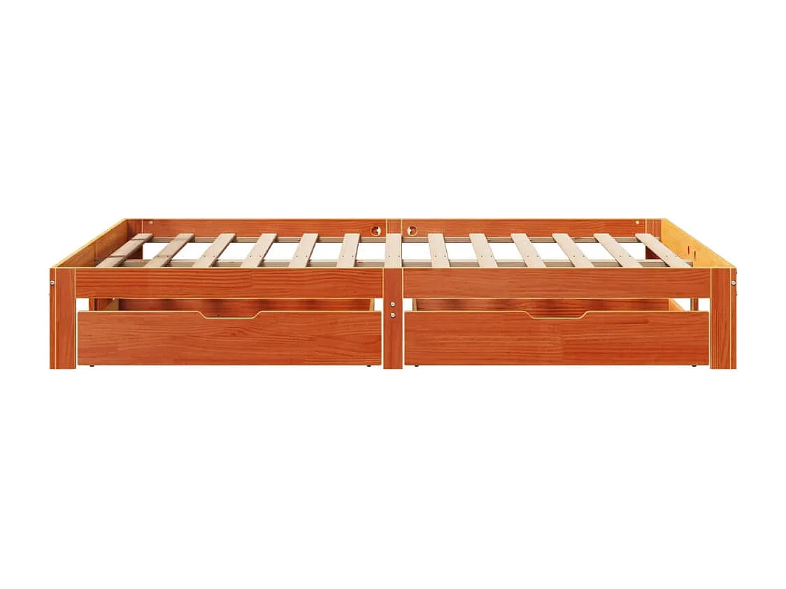 Estructura cama con cajones madera pino marrón cera 140x200 cm