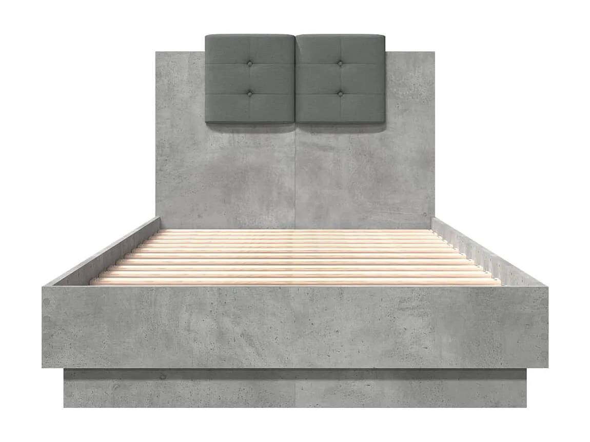 Cadre de lit sans matelas gris béton 75x190 cm
