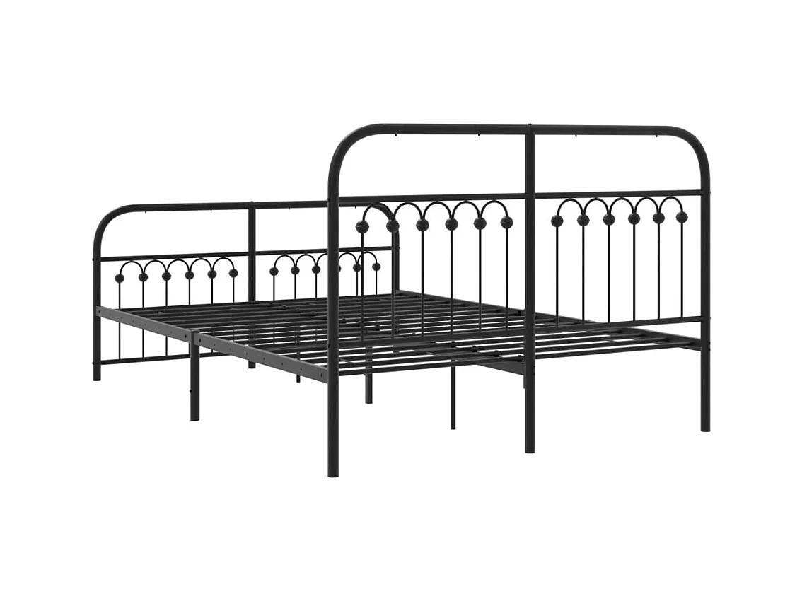 Cadre de lit métal sans matelas avec pied de lit noir 140x190cm