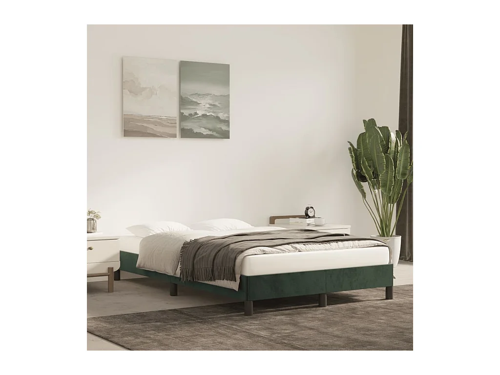 Cadre de lit sans matelas vert foncé 120x190 cm velours