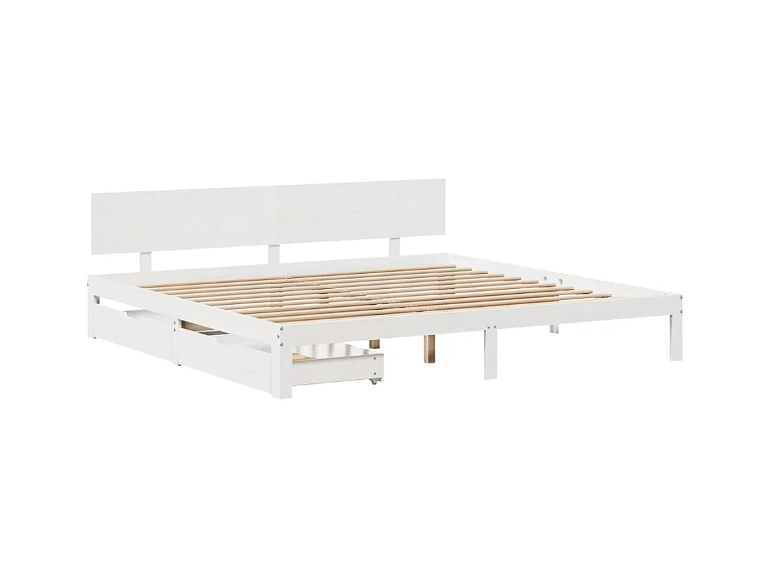 Cadre de lit avec tiroirs sans matelas blanc 200x200 cm