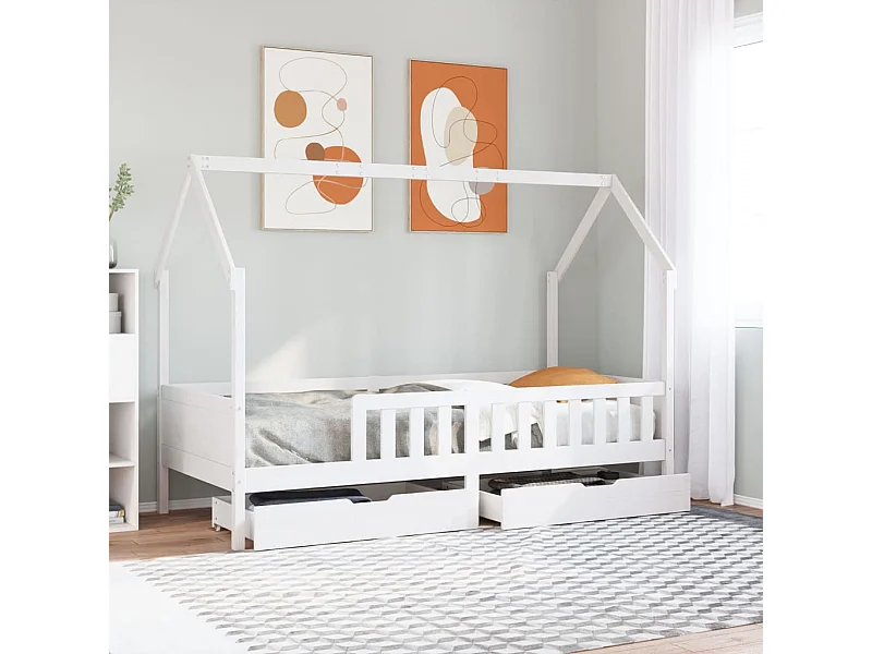 Cadre de lit enfants avec tiroirs sans matelas 80x200 cm bois