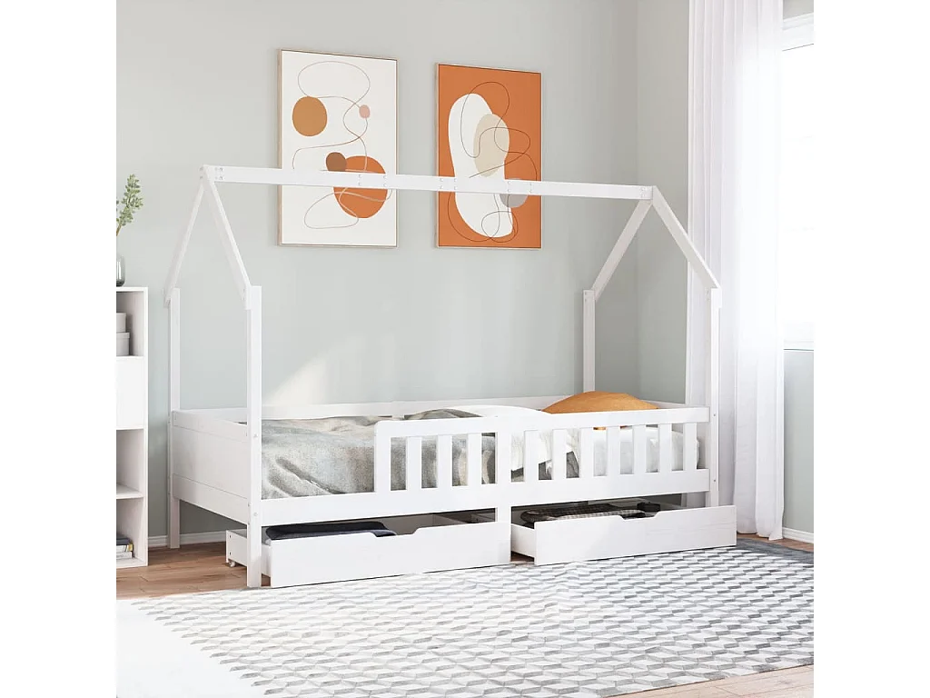 Cadre de lit enfants avec tiroirs sans matelas 80x200 cm bois