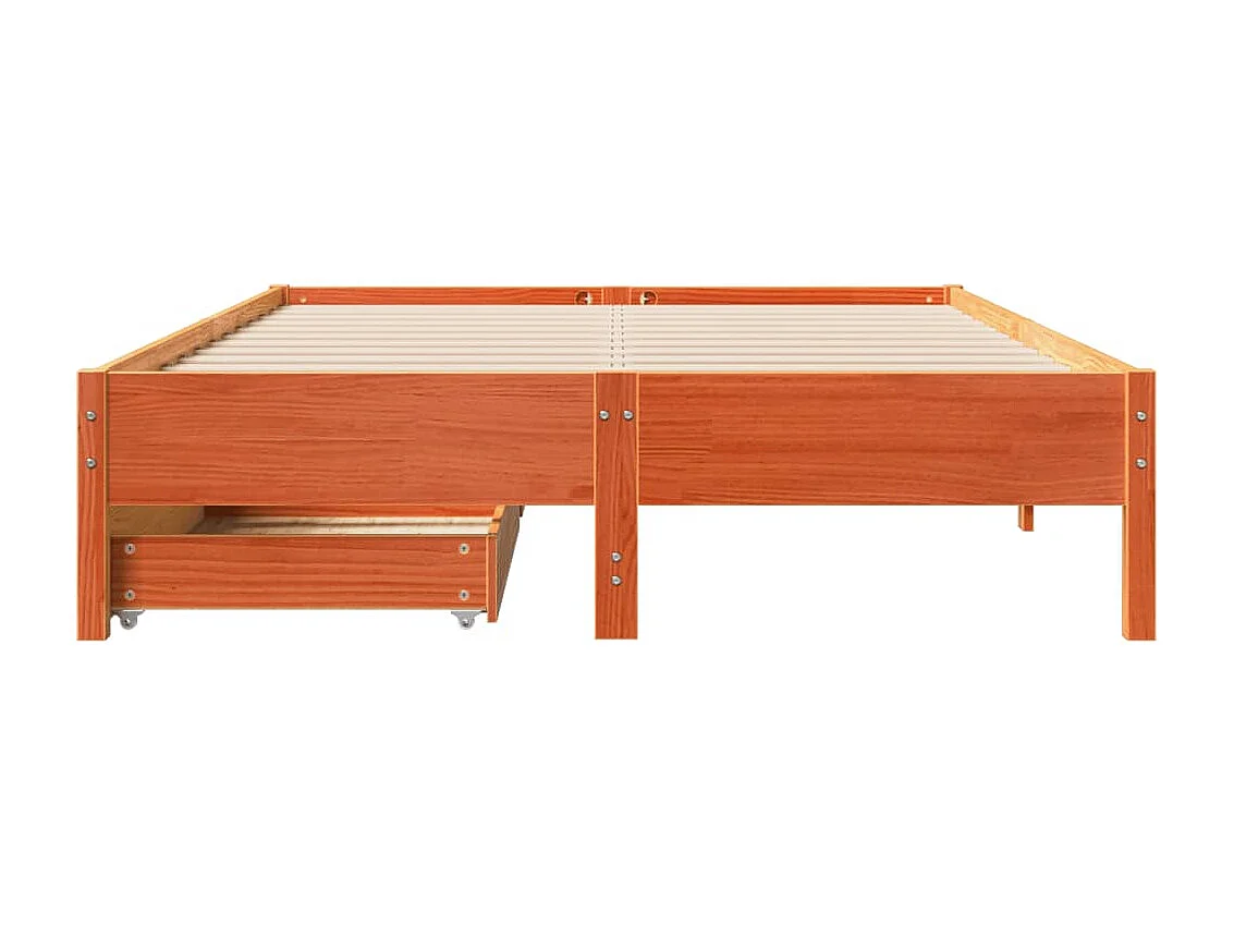 Cadre de lit sans matelas cire marron 160x200cm bois pin massif