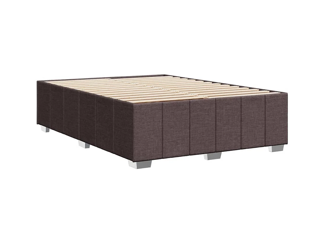 Estrutura de cama sem colchão 140x190 cm tecido castanho-escuro
