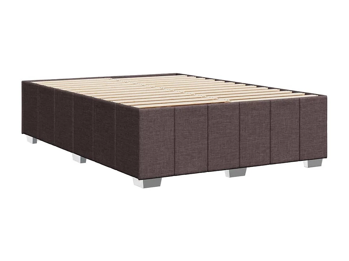 Cadre de lit sans matelas marron foncé 140x190 cm tissu