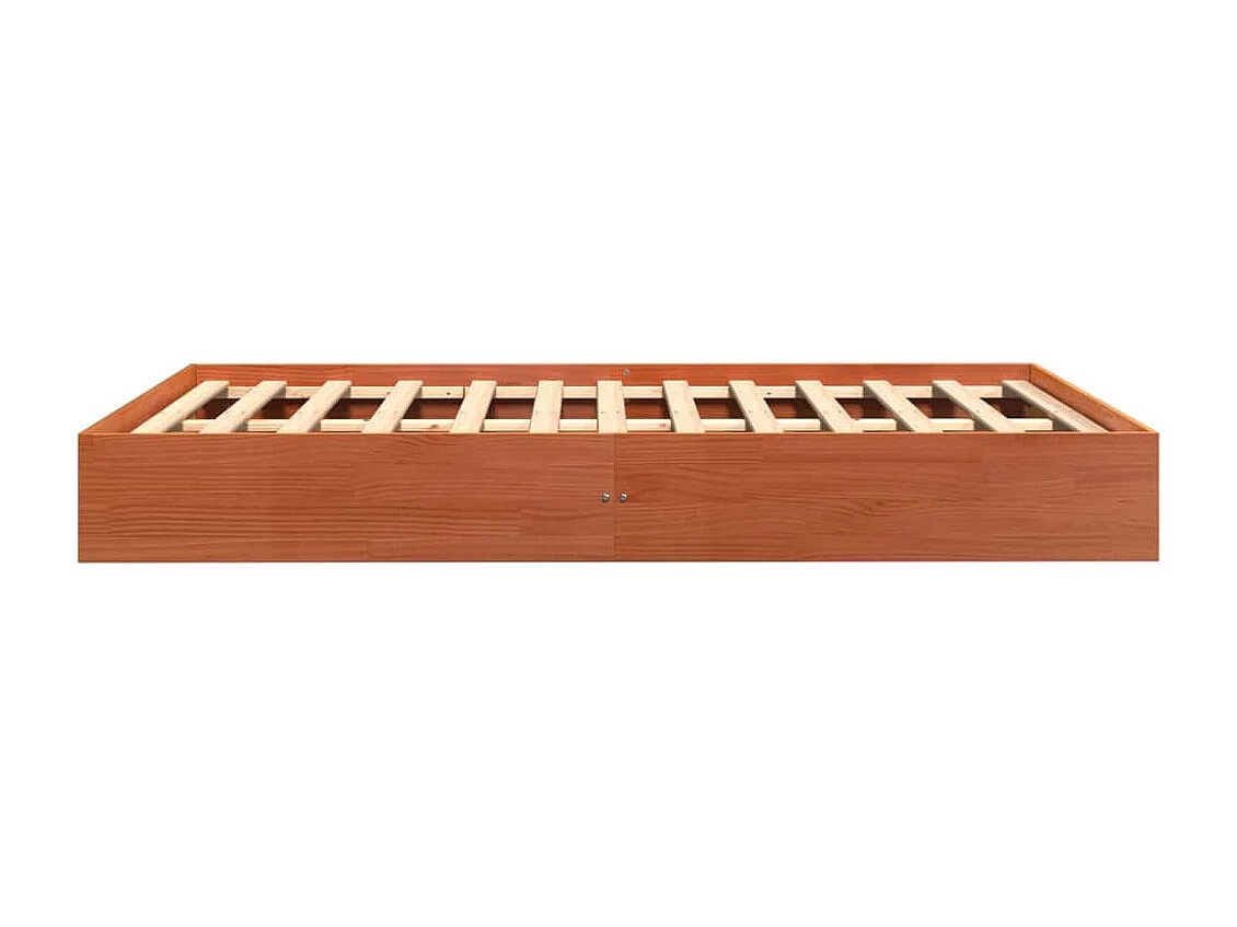 Cadre de lit sans matelas cire marron 140x200cm bois pin massif