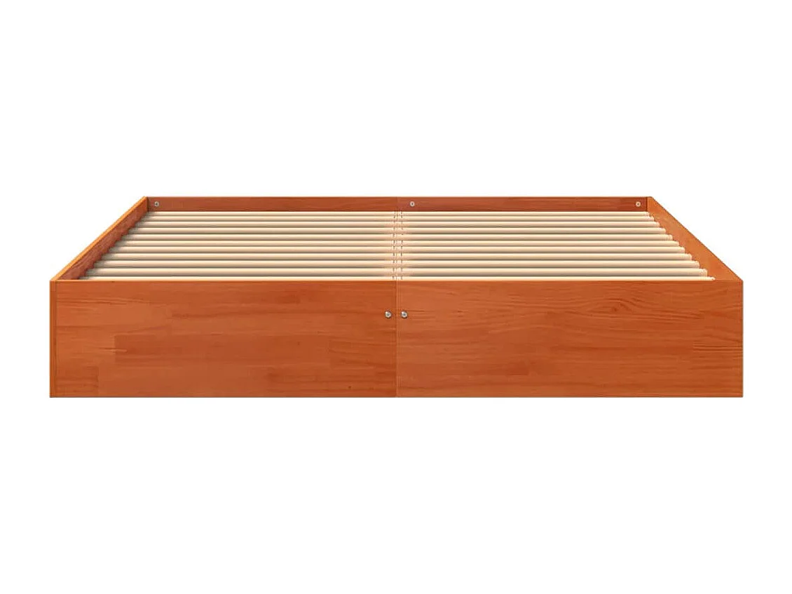 Cama sin colchón madera maciza de pino marrón cera 140x200 cm