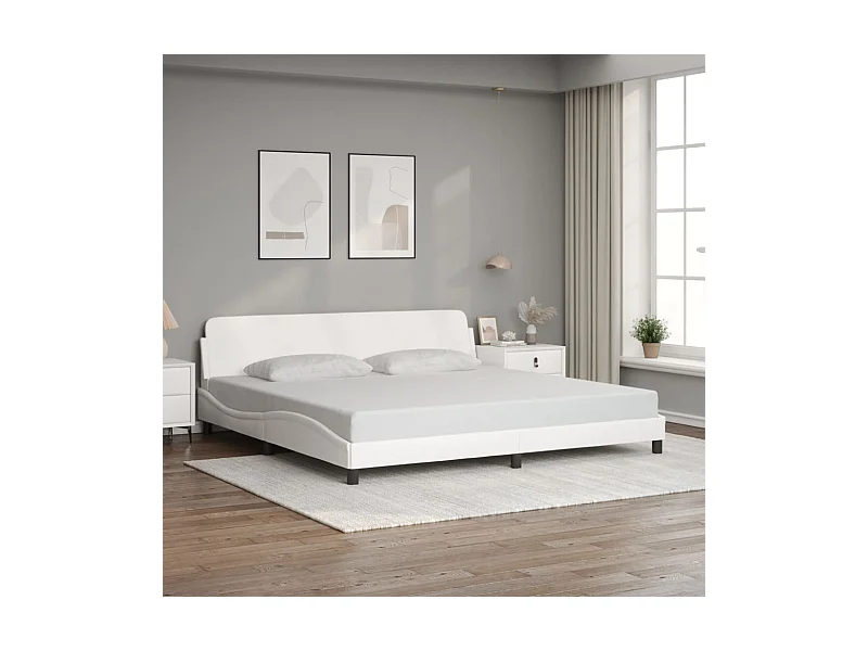 Giroletto con Testiera Bianco 200x200 cm in Similpelle