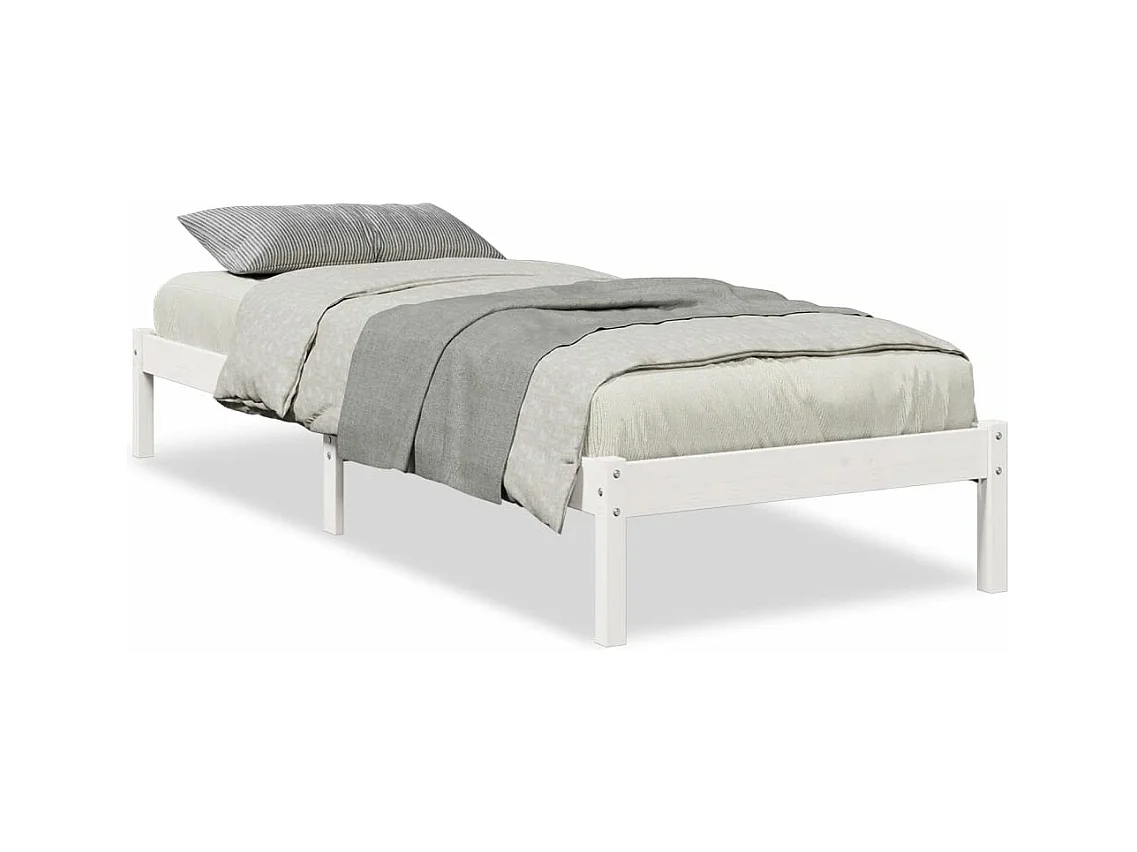 Cama extra longa sem colchão 80x220 cm pinho maciço branco