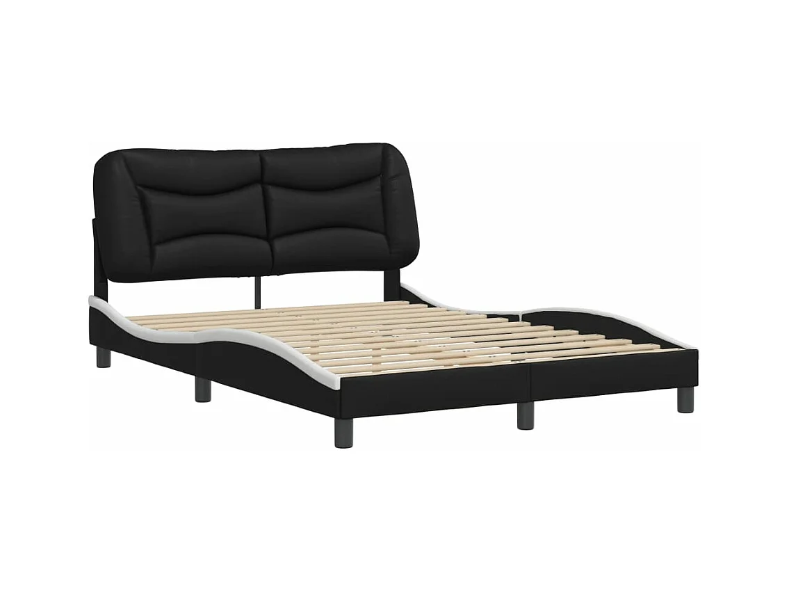 Cadre de lit sans matelas noir et blanc 140x200 cm similicuir