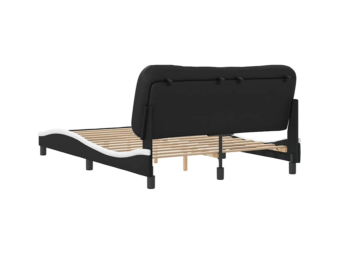 Cadre de lit sans matelas noir et blanc 140x200 cm similicuir