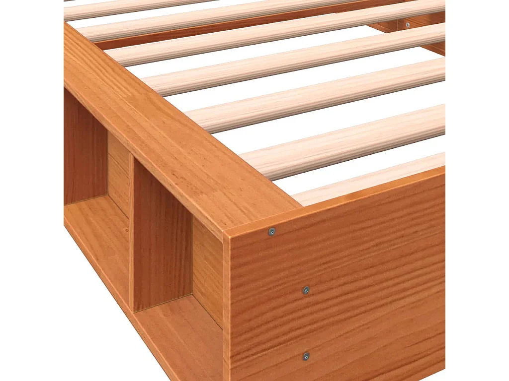 Cadre de lit sans matelas cire marron 100x200cm bois pin massif