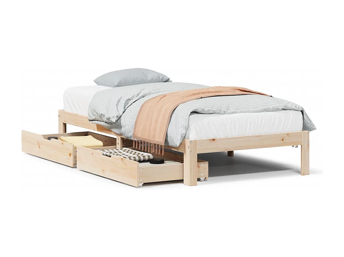 Cadre de lit avec tiroirs sans matelas 75x190 cm