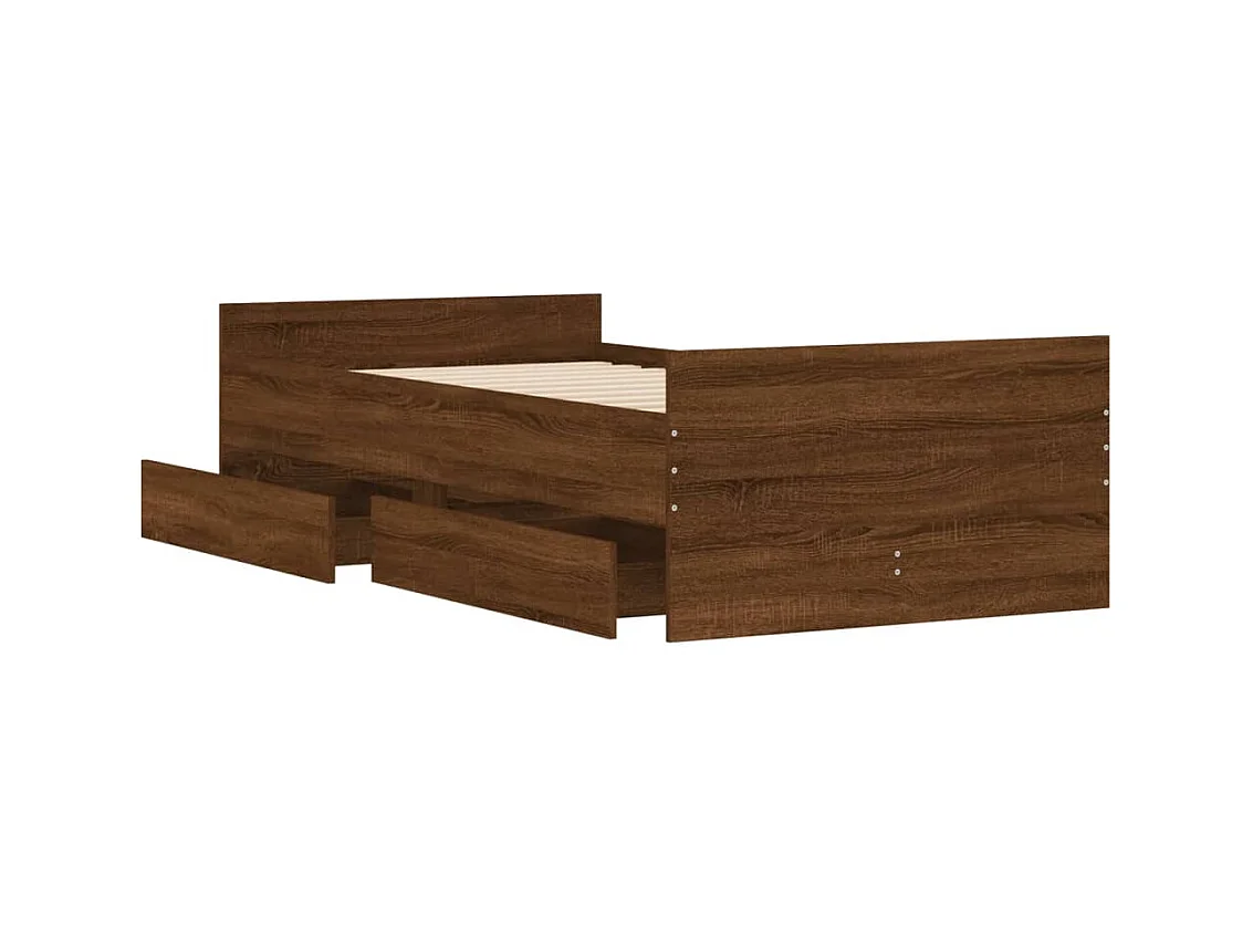 Estructura de cama con cajones roble marrón 100x200 cm
