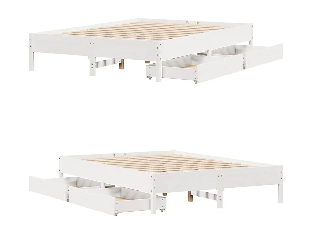 Bedframe zonder matras massief grenenhout wit 140x200 cm